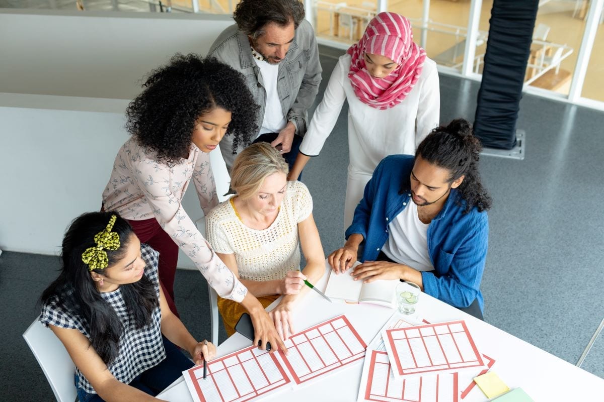 Team collaborating in an office setting