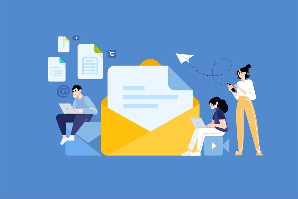 People reading and sharing newsletters